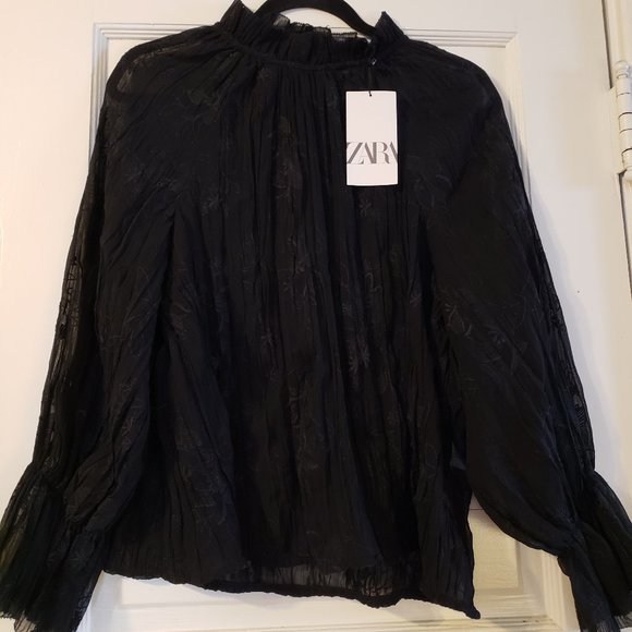Zara balloon sleeve sunflower daisy blouse... M